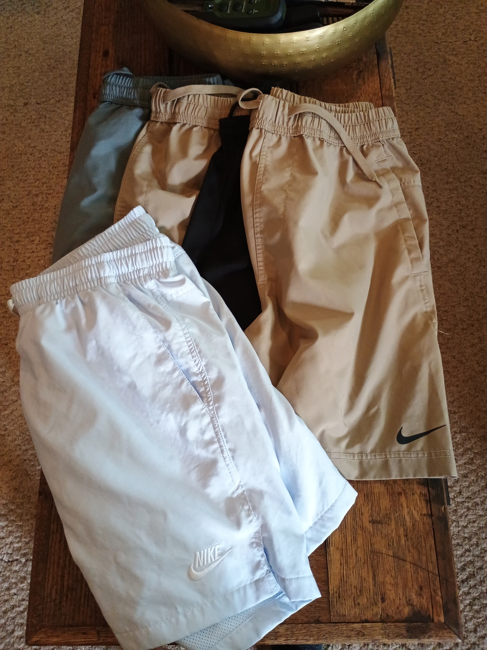 Nike Mens Athletic Shorts - Light Gray and Khaki